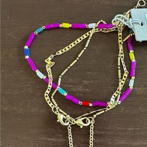 Multi color bead/gold link Ankle bracelet